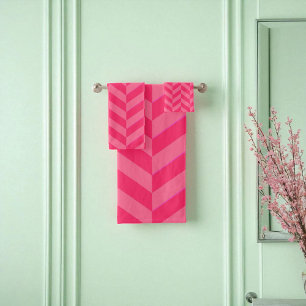 Pink Chevron Chic and Soft Bathroom Essential Bath Towel Set