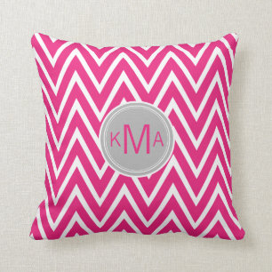 Pink Chevron Custom Monogram Pillow