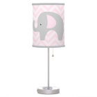 Pink Chevron Elephant Lamp / Gray Trim