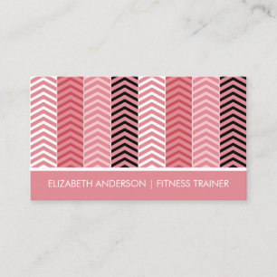 Pink Chevron Fitness Trainer Business Card