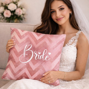 Pink Chevron Glitter Bridal Shower Cushion