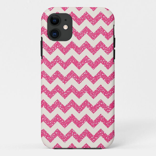 Pink Chevron Glitter iPhone Case (Back)