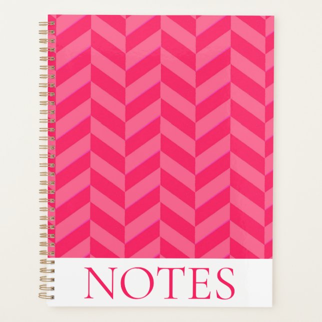 Pink Chevron Herringbone Pattern Modern  Planner (Front)