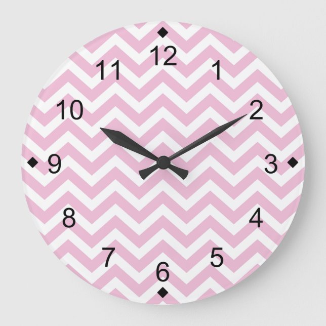Pink Chevron Large Clock (Front)