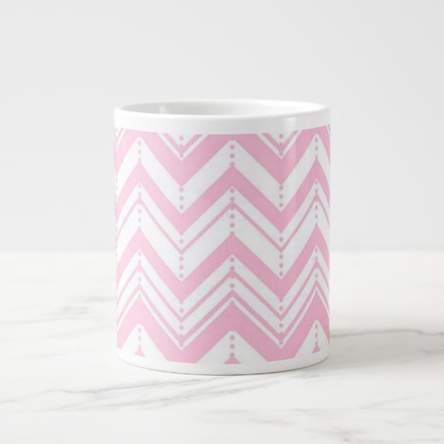 Pink Chevron Large Coffee Mug (Front)