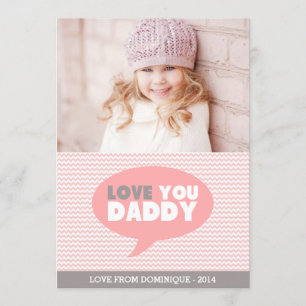 Pink Chevron Love You Daddy   Father's Day Card