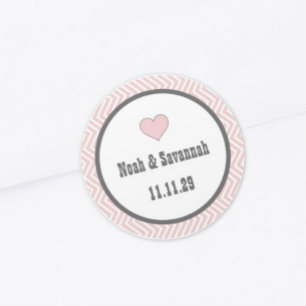 Pink Chevron or Choose Colour  Classic Round Sticker