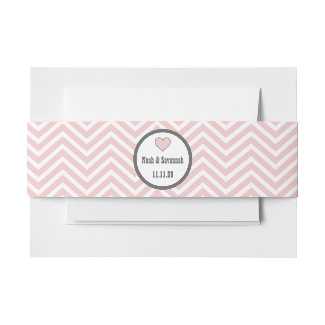 Pink Chevron or Choose Colour  Invitation Belly Band (Front Example)
