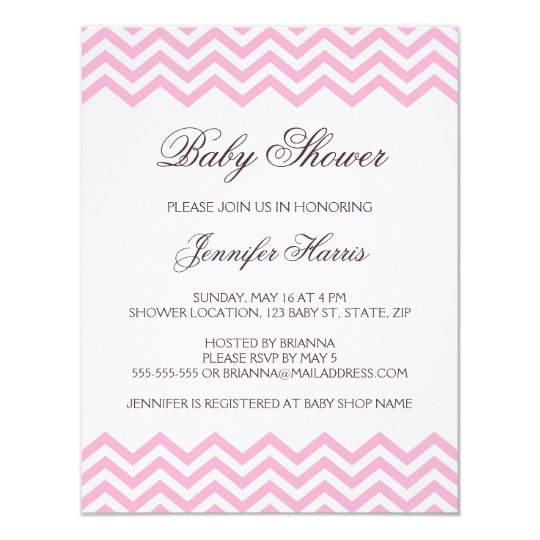 Pink chevron pattern Baby Shower invitation
