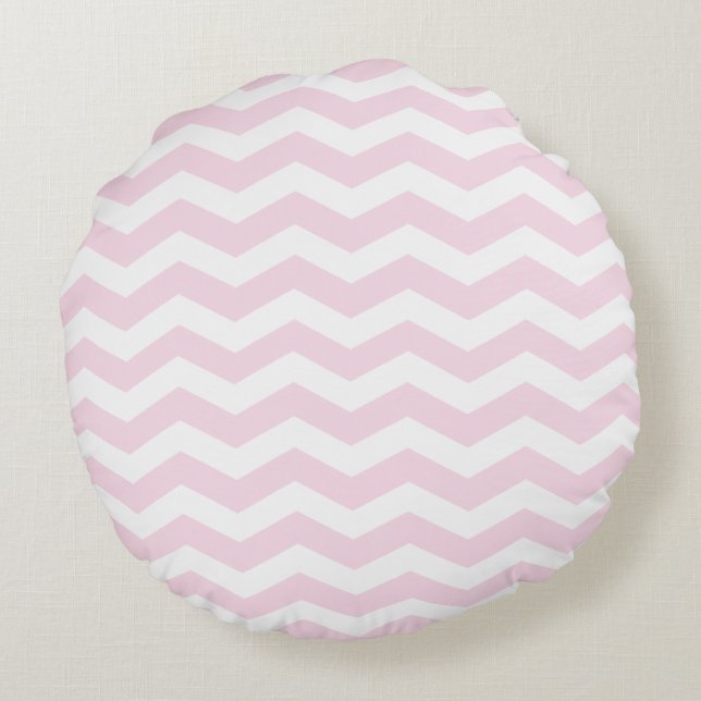 Pink Chevron Pattern Round Pillows (Back)