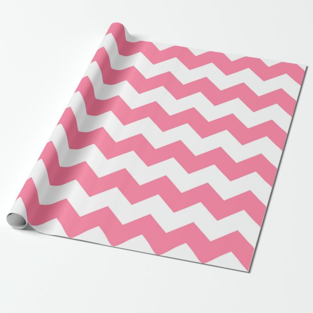 Pink Chevron Pattern Wrapping Paper (Unrolled)