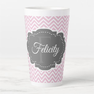 Pink Chevron Personalised Latte Mug