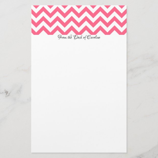 Pink Chevron Personalised Stationery (Front)