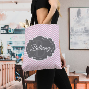 Pink Chevron Personalised Tote Bag