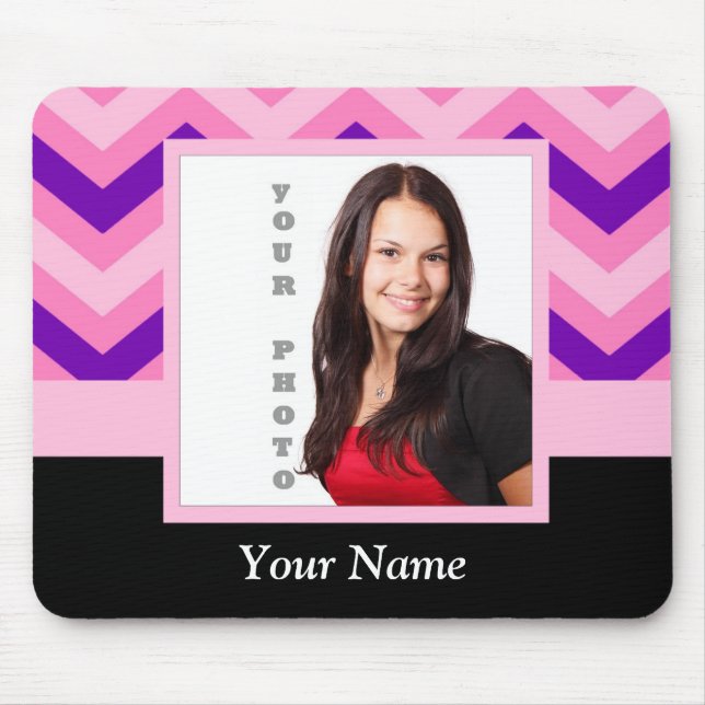 Pink chevron photo template mouse mat (Front)