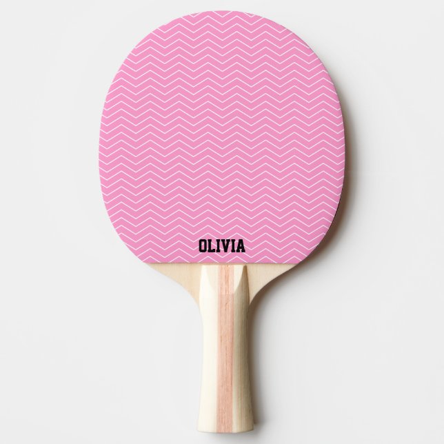 Pink chevron ping pong paddle for table tennis (Front)
