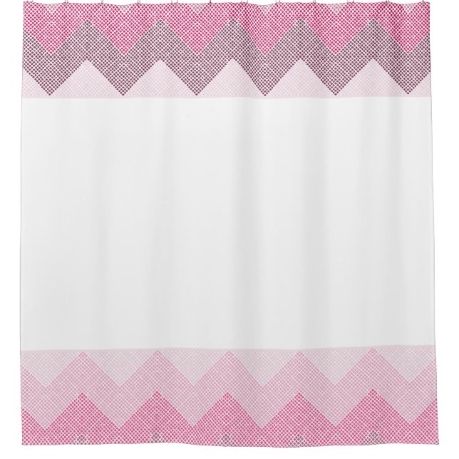 Pink Chevron Shower Curtain (Front)