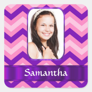 Pink chevron square sticker