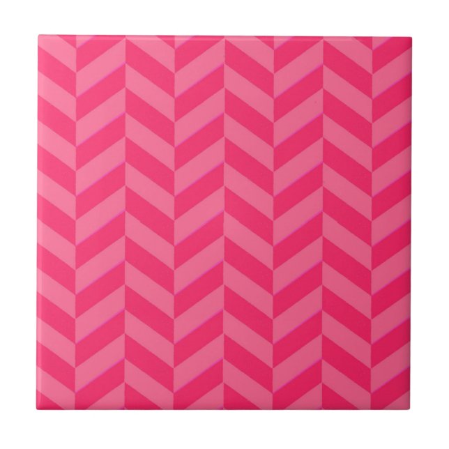 Pink Chevron Stylish Decorative Accent Tile (Front)