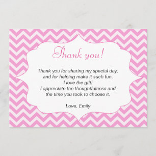 Pink Chevron Thank You Card Note