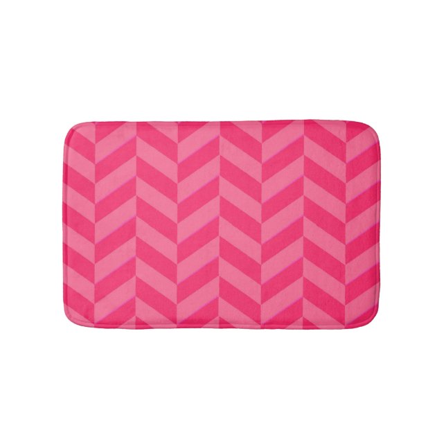 Pink Chevron Tribal Zig Zag Stripes Pattern Modern Bath Mat (Front)