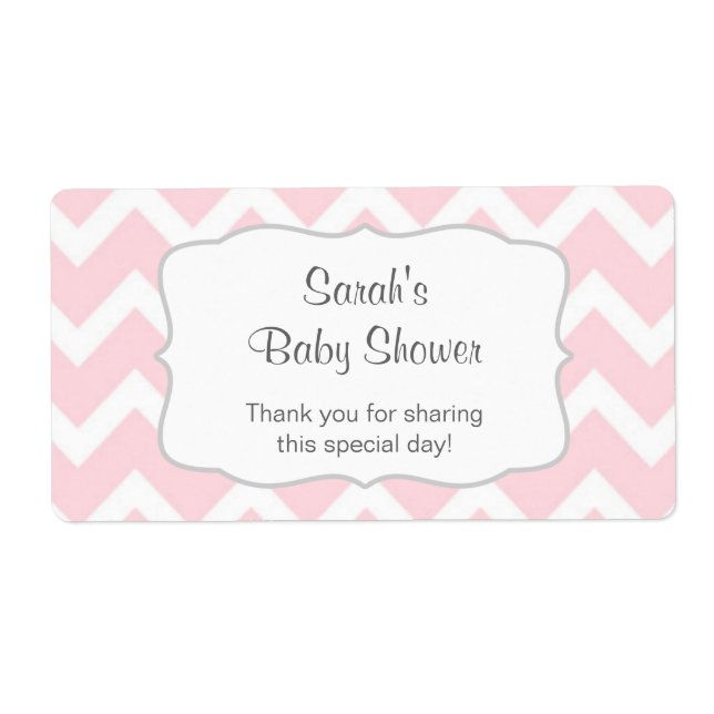 Pink Chevron Water Bottle or favour u customise (Front)