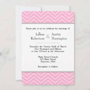 Pink Chevron Wedding Invitations