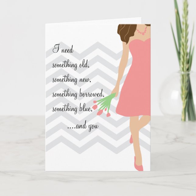 Pink Chevron Will You Be My Bridesmaid Invitation (Front)