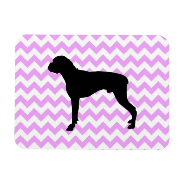 Pink Chevron With Boxer Silhouette Magnet (Horizontal)