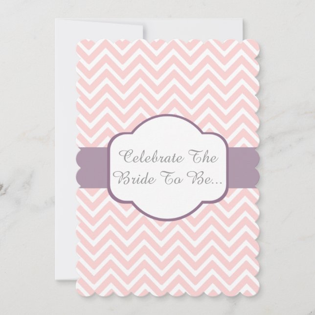Pink Chevron With Heather Purple Cigar Band Design Invitation (Front)