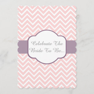 Pink Chevron With Heather Purple Cigar Band Design Invitation