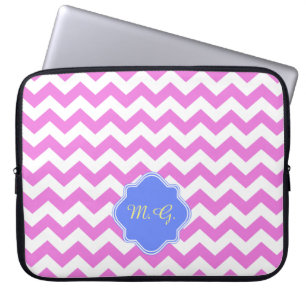 Pink Chevron Zigzag Pattern Laptop Sleeve