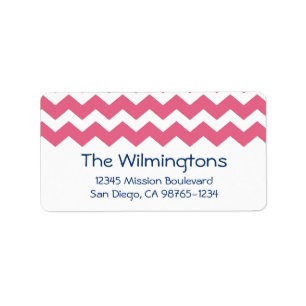 Pink chevron zigzag pattern return address label