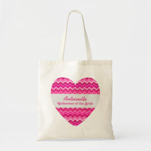 Pink Chevrons Godmother of the Bride Custom Name Tote Bag