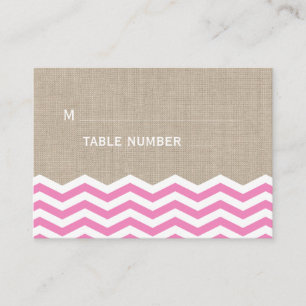 Pink Chevrons on Burlap Place Card