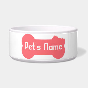 Pink Chewed Bone Personalised Dog Bowl 5
