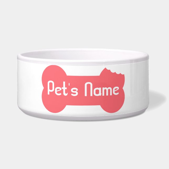Pink Chewed Bone Personalised Dog Bowl 5 (Front)