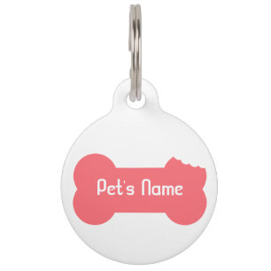 Pink Chewed Bone Personalised Dog Tag 5