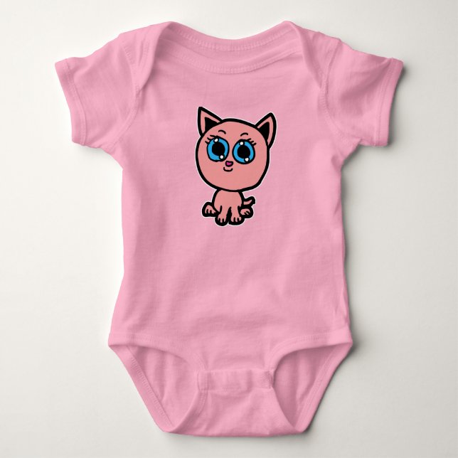 Pink Chibi Kitty Baby Bodysuit (Front)