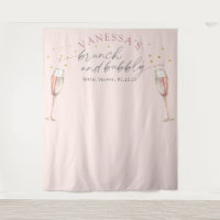 Pink chic champagne brunch bridal shower backdrop