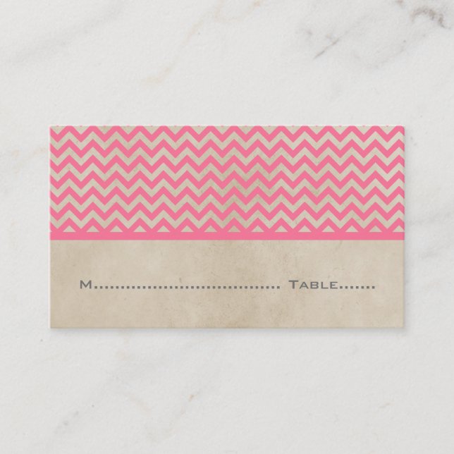 Pink Chic Chevron Place Cards (Front)