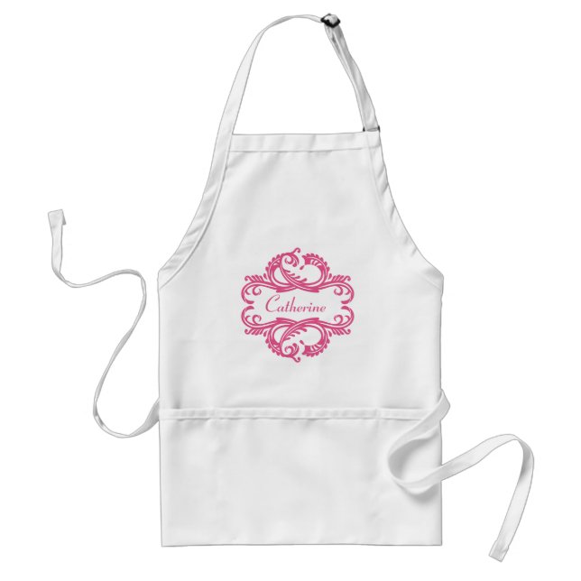 Pink Chic Damask Apron (Front)