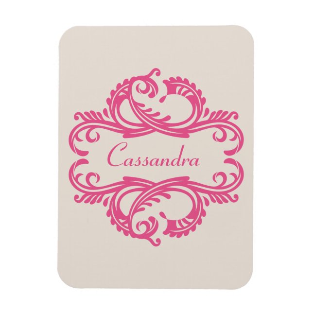 Pink Chic Damask Premium Magnet (Vertical)