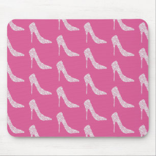Pink Chic Diamond High Heel Shoes Mouse Mat