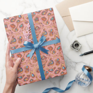 Pink Chic Faux Foil Gold & Opal Wrapping Paper