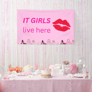 Pink Chic Girls Party Lipstick Dorm Sign