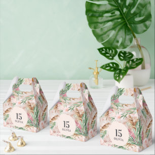 Pink chic girly watercolor floral elegant birthday favour box