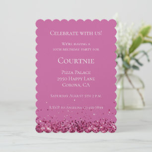 Pink Chic Glitter Sparkle Birthday Invitation
