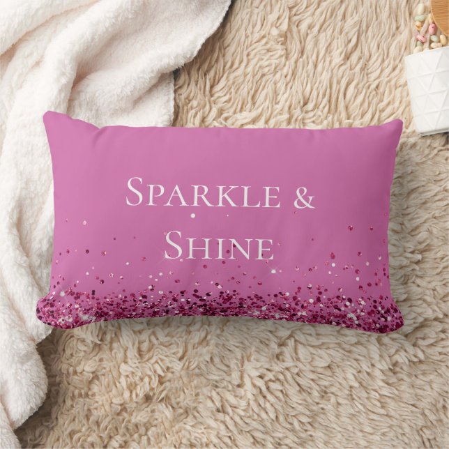 Pink Chic Glitter Sparkle Lumbar Cushion (Blanket)