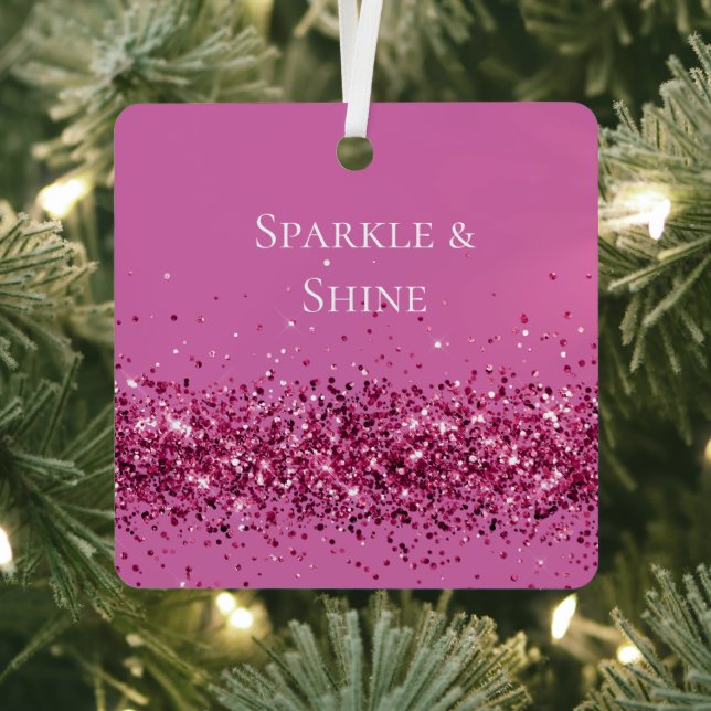 Pink Chic Glitter Sparkle Metal Tree Decoration (Insitu)